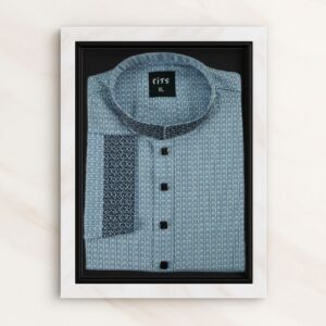 White and Blue Embroidered Panjabi