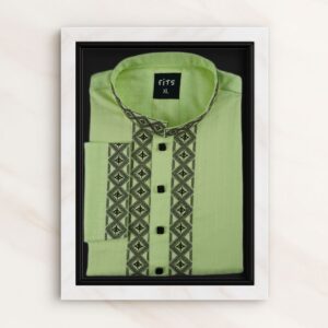 Light Lemon Color Embroidered Panjabi