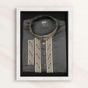 Silk Black Color Embroidered Panjabi