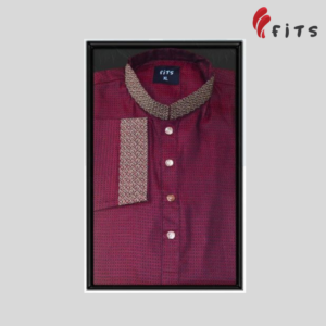 shiny-red-maroon-fits-mens-panjabi-with-collar-and-cuff-embroidery