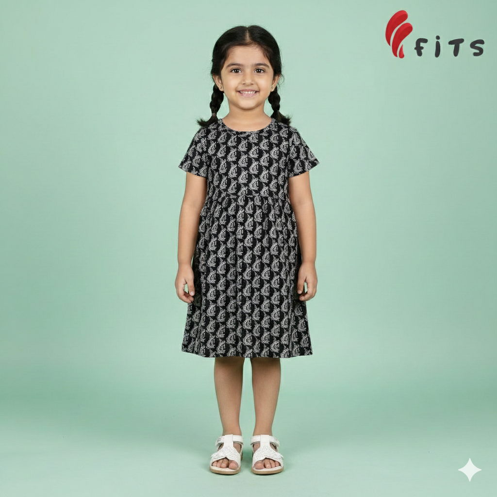 Girls Half Sleeve Woven Frock
