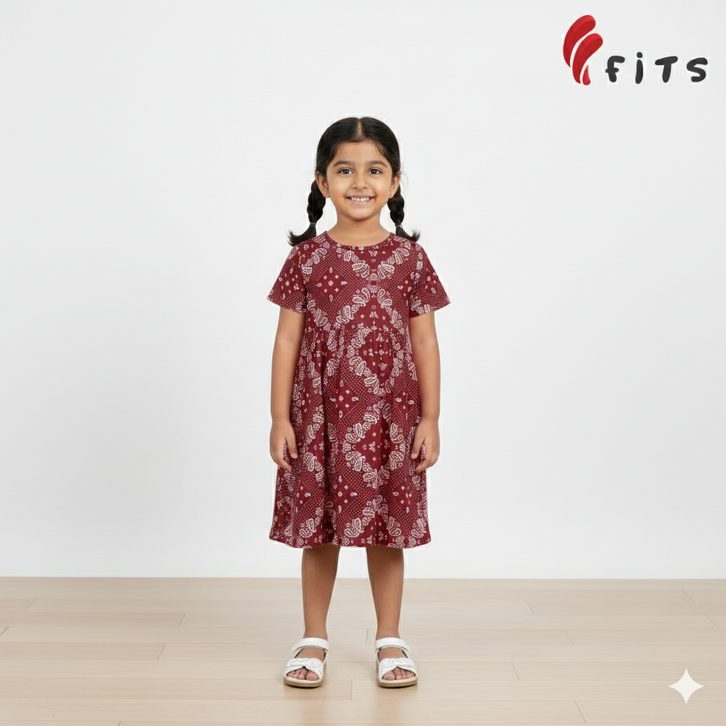 Girls Half Sleeve Woven Frock
